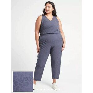 Athleta Brooklyn Textured Jumpsuit Leopard Size 22 Sleeveless Gray Violet